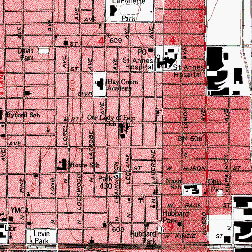 Topographic Map of Our Lady Help of Christians Roman Catholic Church, IL