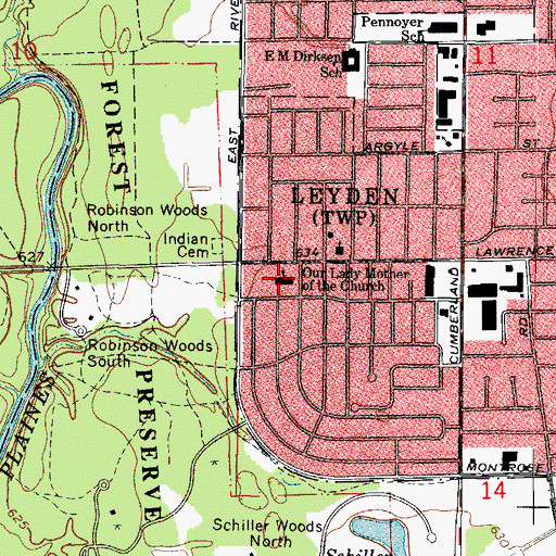 Topographic Map of Our Lady Mother of the Church Roman Catholic Church, IL