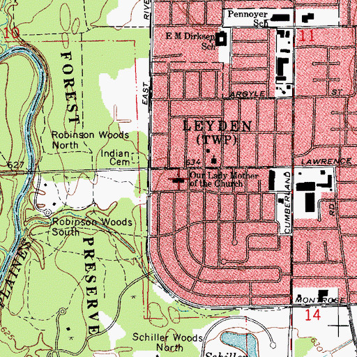 Topographic Map of Our Lady Mother of the Church School, IL