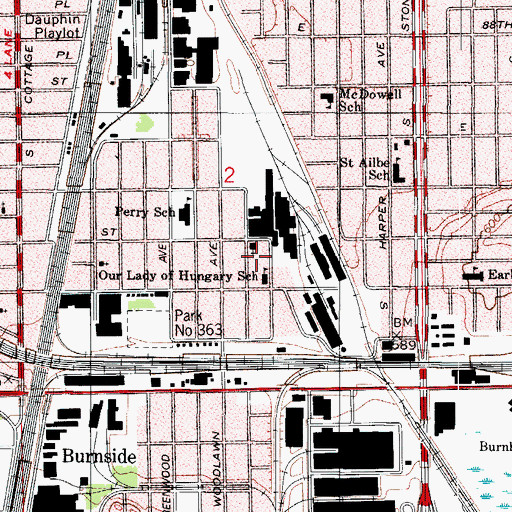 Topographic Map of Our Lady of Hungary Catholic Church (historical), IL