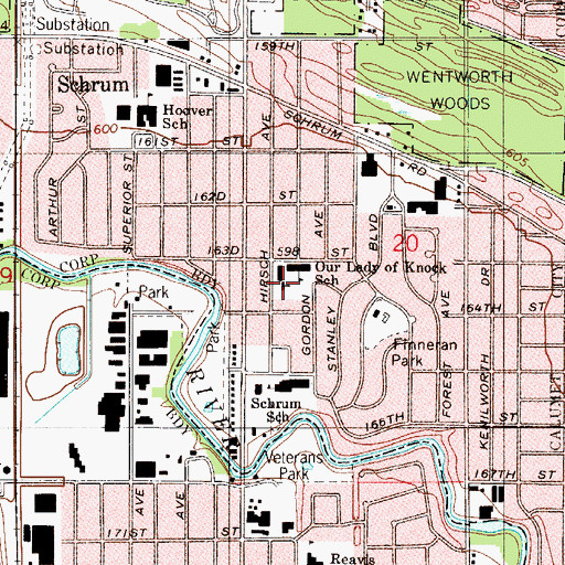 Topographic Map of Our Lady of Knock Church, IL