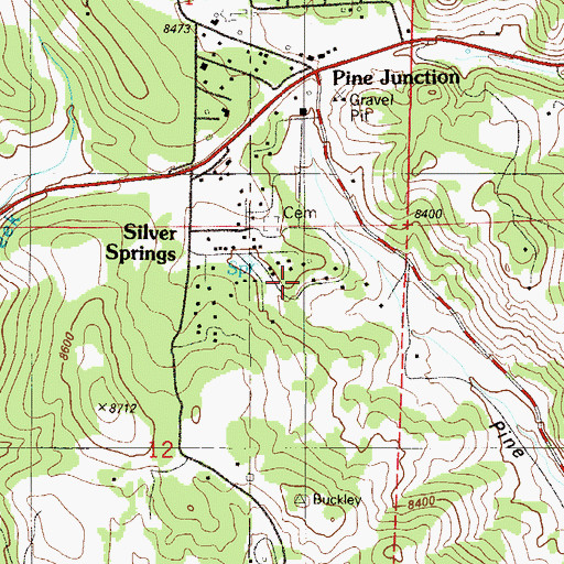 Topographic Map of Silver Springs, CO