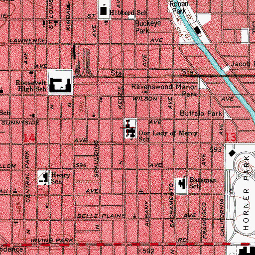 Topographic Map of Our Lady of Mercy Roman Catholic Church, IL