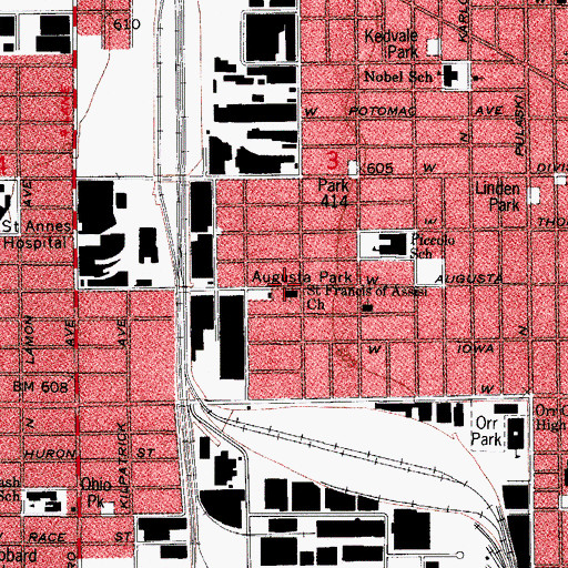 Topographic Map of Our Lady of Perpetual Help School, IL