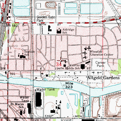 Topographic Map of Our Lady of the Gardens Roman Catholic Church, IL