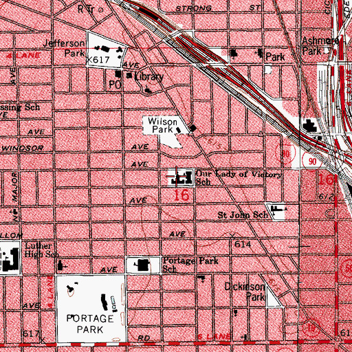 Topographic Map of Our Lady of Victory Roman Catholic Church, IL