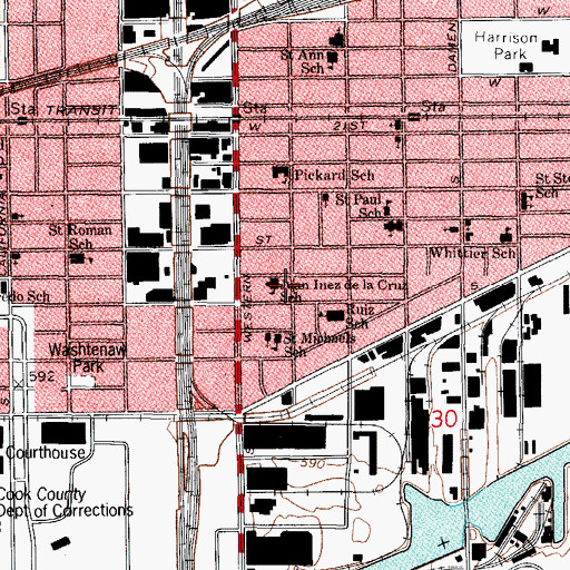 Topographic Map of Our Lady of Vilna Roman Catholic Church, IL