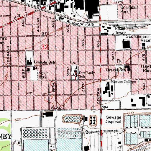 Topographic Map of Our Lady of Charity School, IL