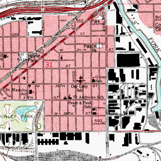 Topographic Map of McKinley Park Catholic-Our Lady of Good Counsel School (historical), IL