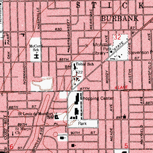 Topographic Map of Our Saviors Lutheran Church, IL