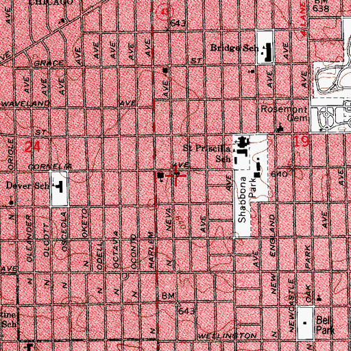 Topographic Map of Our Saviour Lutheran Church, IL