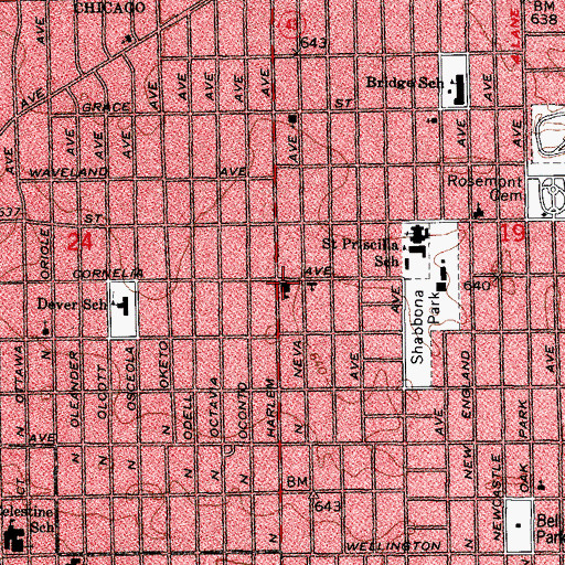 Topographic Map of Our Savior Lutheran School, IL