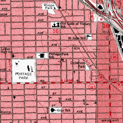 Topographic Map of Our Saviours English Lutheran Church, IL