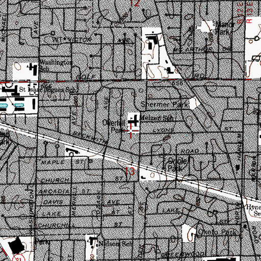 Topographic Map of Overhill Park, IL