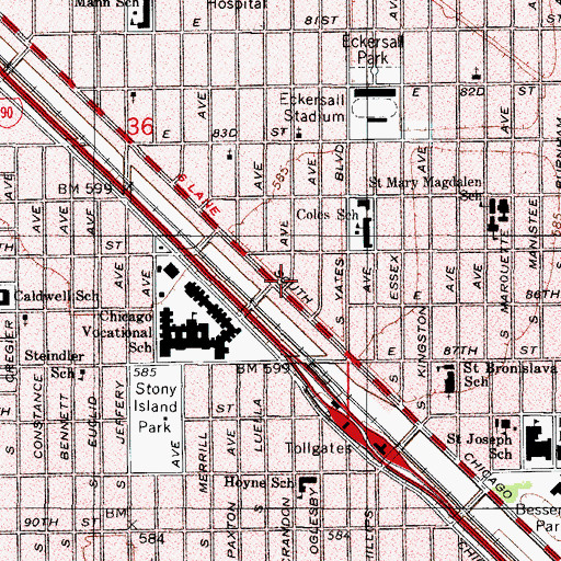 Topographic Map of Oxford Community Center for Academics, IL