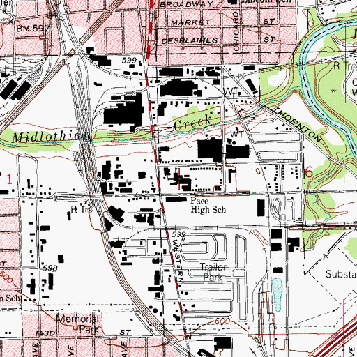 Topographic Map of Pace High School, IL