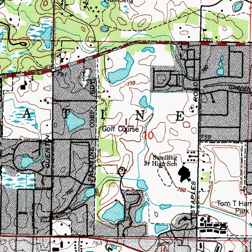 Topographic Map of Palatine Hills Golf Course, IL