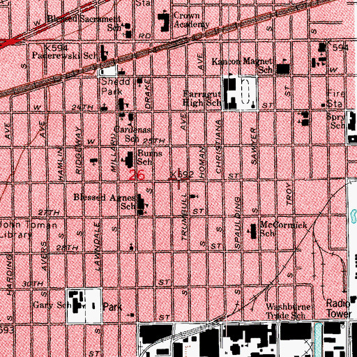 Topographic Map of Pals International School of Beauty Culture, IL