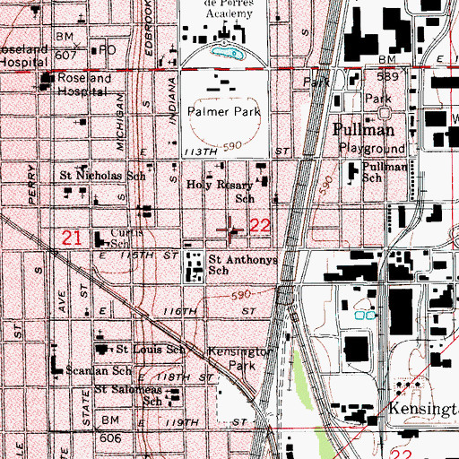 Topographic Map of Paradise Temple Church of God in Christ, IL