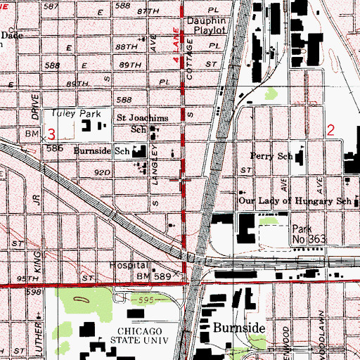 Topographic Map of Paris Hair Weaving Plaza, IL