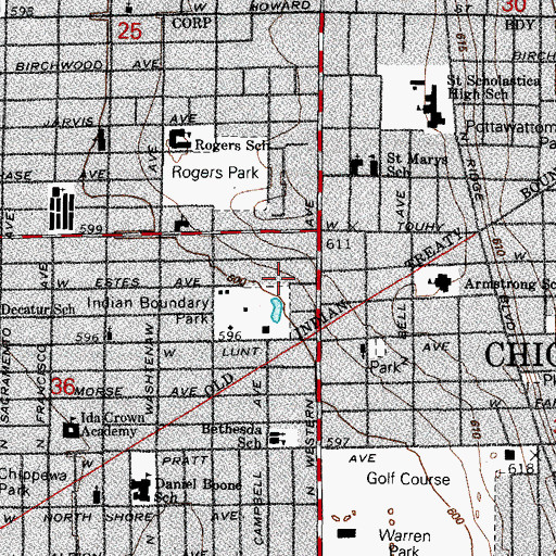 Topographic Map of Park Gables, IL