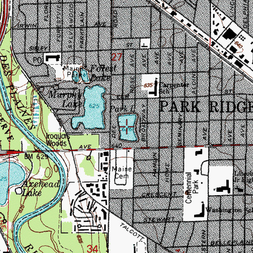Topographic Map of Park Lake, IL