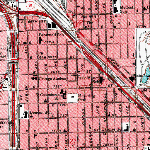 Topographic Map of Park Manor Congregational Church, IL