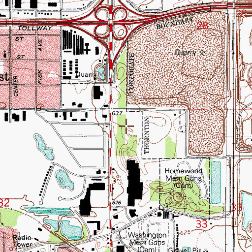 Topographic Map of Park Place Plaza Shopping Center, IL