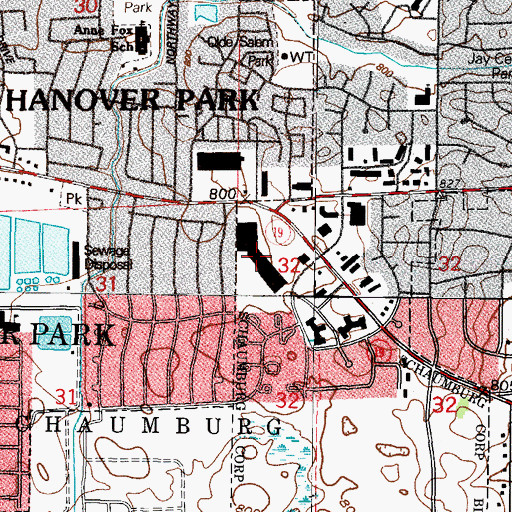 Topographic Map of Park Plaza Shopping Center, IL