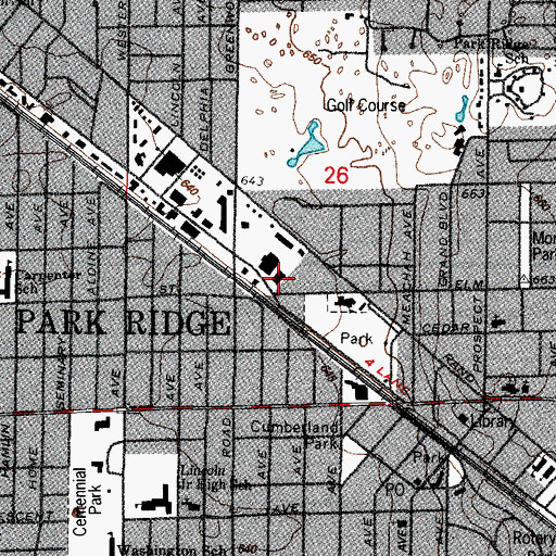 Topographic Map of Park Ridge Post Office, IL