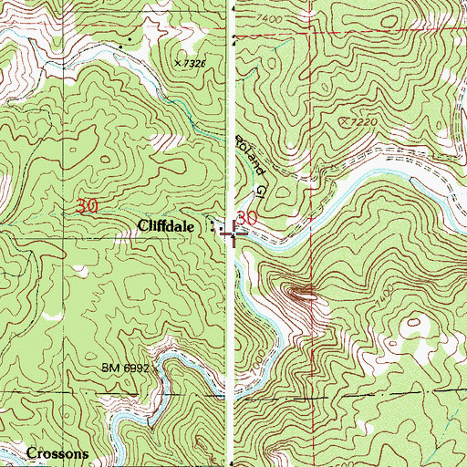 Topographic Map of Roland Gulch, CO