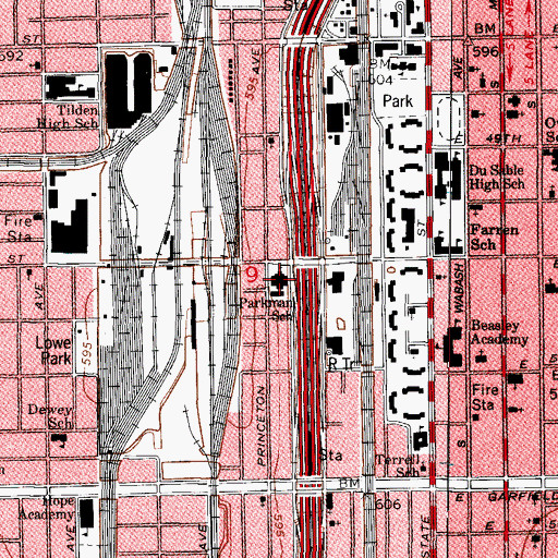 Topographic Map of Parkman Elementary School, IL