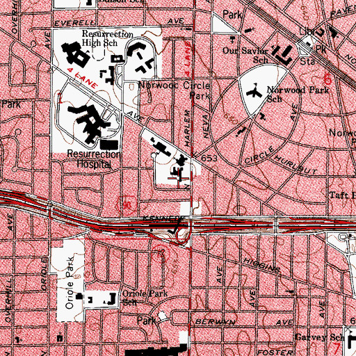 Topographic Map of Passionist Roman Catholic Monastary, IL