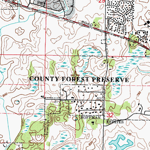 Topographic Map of Paul Douglas Forest Preserve, IL