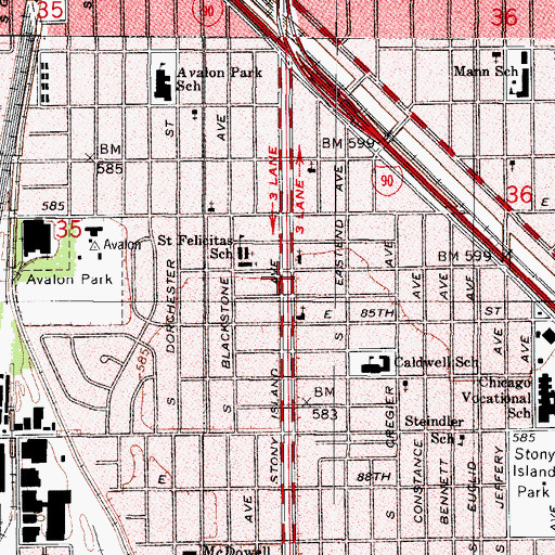 Topographic Map of Paxton Avenue Church of Christ, IL