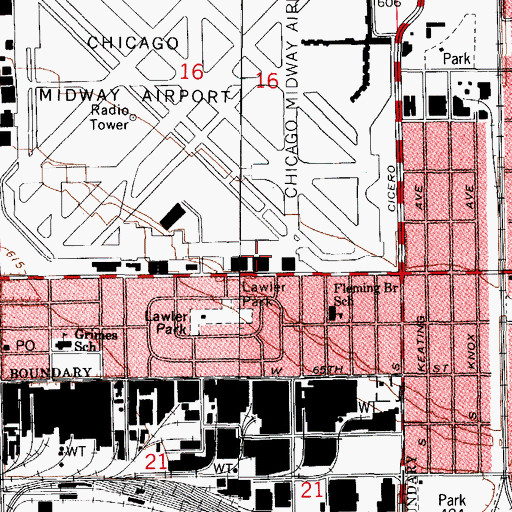 Topographic Map of PADI International Instructors Training Center, IL