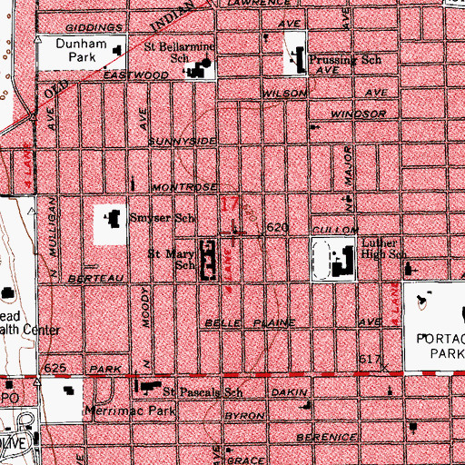 Topographic Map of Peace Evangelical Lutheran Church, IL