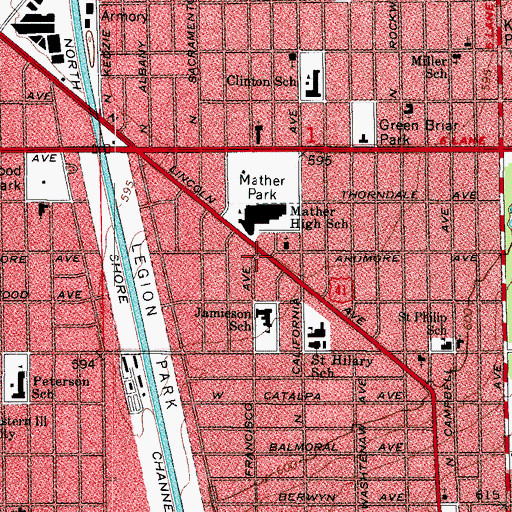 Topographic Map of Peiraikon Hellenic School, IL