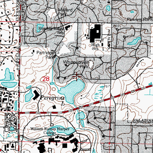 Topographic Map of Peregrine Park, IL