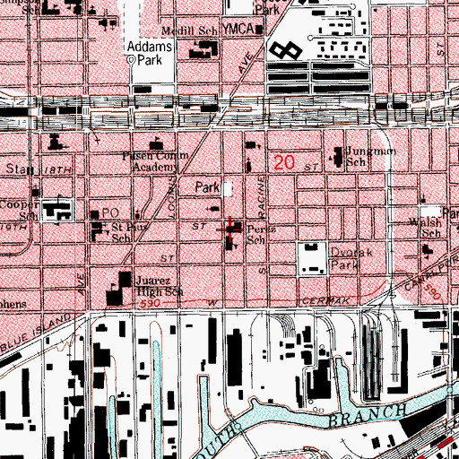 Topographic Map of Perez School, IL