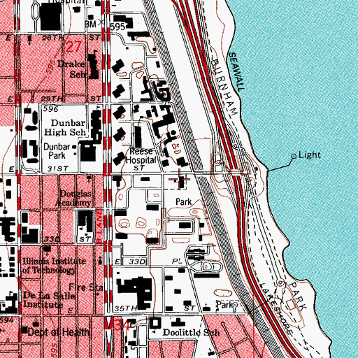 Topographic Map of Pershing Magnet School, IL