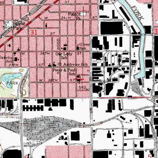 Topographic Map of Peter and Paul School, IL