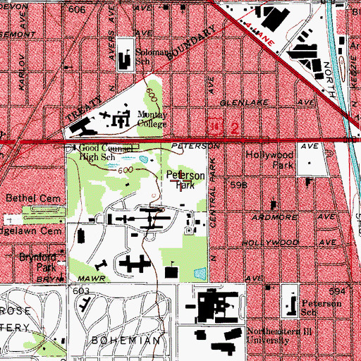 Topographic Map of Peterson Park, IL