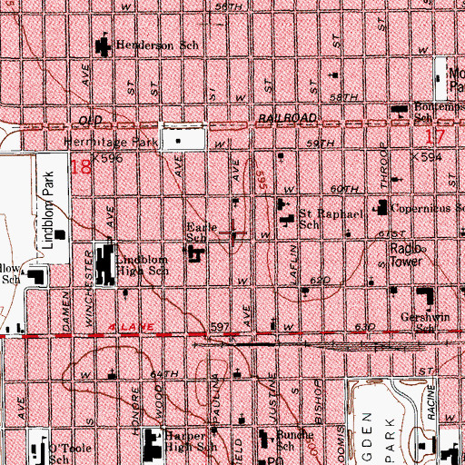 Topographic Map of Philadelphia Church of God in Christ, IL