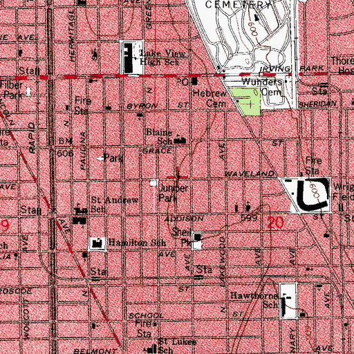 Topographic Map of Philadelphia Romanian Pentecostal Church of God, IL