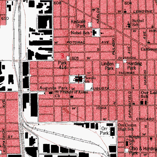 Topographic Map of Brian Piccolo Specialty School, IL