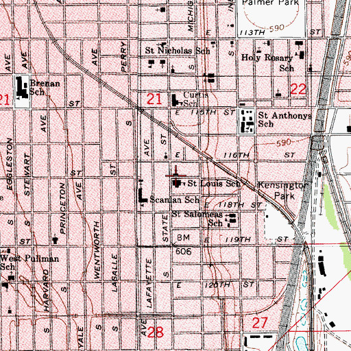 Topographic Map of Pilgrim Church of God in Christ, IL
