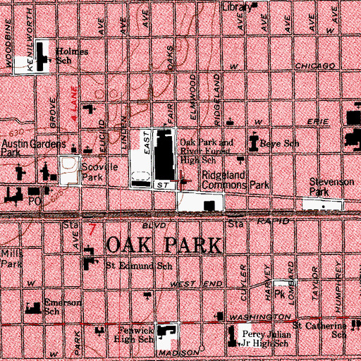 Topographic Map of Pilgrim Congregational Church, IL