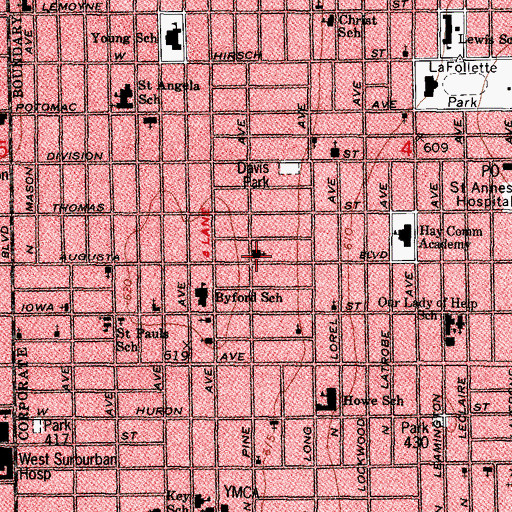 Topographic Map of Pine Avenue United Church, IL