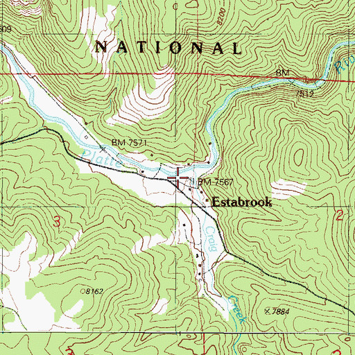 Topographic Map of Estabrook, CO